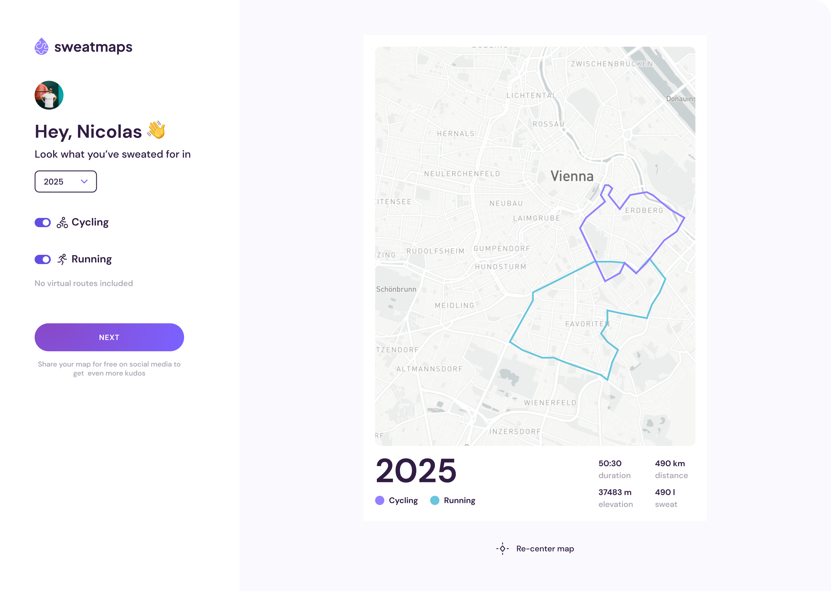 Screenshot of Sweatmaps
